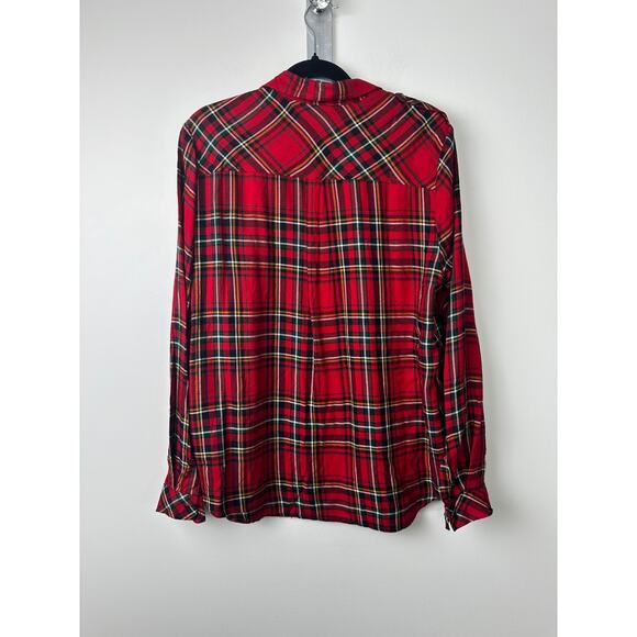 VTG SAKS FIFTH AVENUE CHRISTMAS PLAID M RHINESTONE COLLAR SHIRT VISCOSE Snap B3 - Picture 5 of 7